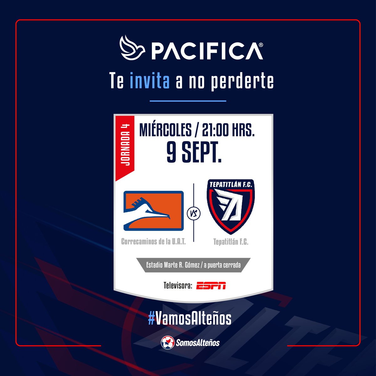 MiPacifica's tweet photo. ¡Vamos Alteños @TepatitlanFC!  PACIFICA está con ustedes. https://t.co/y5id35Vmfr
