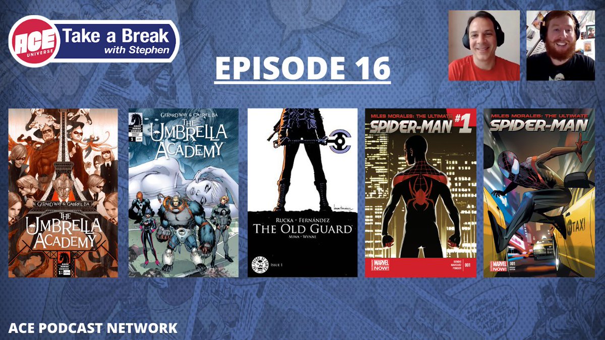 takeabreak_pod's tweet photo. Episode 16 of "Take a Break with Stephen" is out now! 🎙

Stephen &amp; Alex press play on some of #Netflix's #comicbook content including #UmbrellaAcademy, #TheOldGuard &amp; #MilesMorales: The Ultimate #SpiderMan!

Watch the episode here: https://t.co/e8MqocFJ2V https://t.co/kR3DSWfsPT