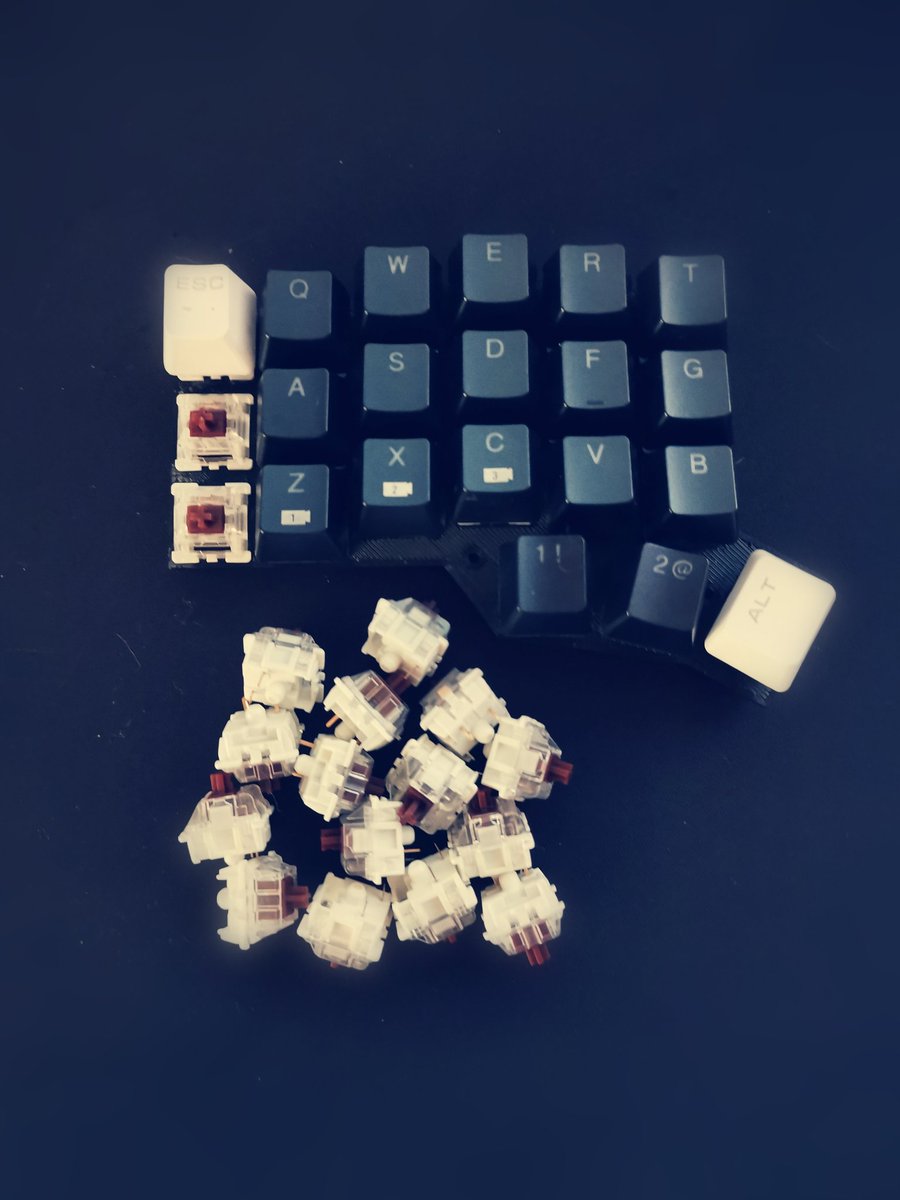 novemtails's tweet photo. I am building a new Corne mechanical keyboard. It remains to print the case and make the connections of the switches.

#mechanicalkeyboard #cornekeyboard #3dprinting #electronics #keycaps #keyboard https://t.co/YmAFhvZqOX
