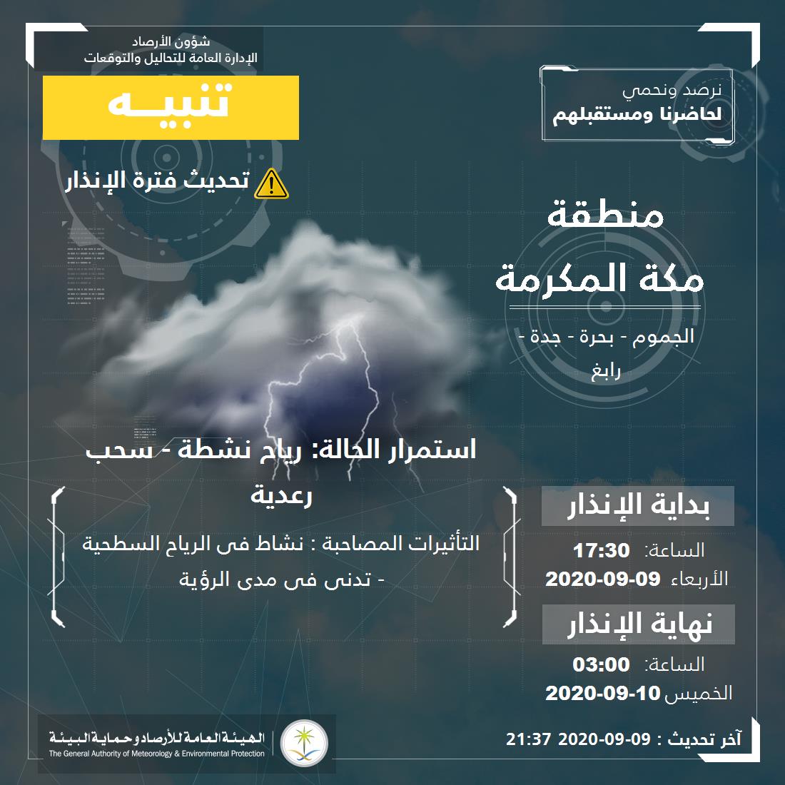 هيئة الأرصاد وحماية البيئة تتنبأ باشتداد الأمطار الموسمية على جنوب العرب اليوم