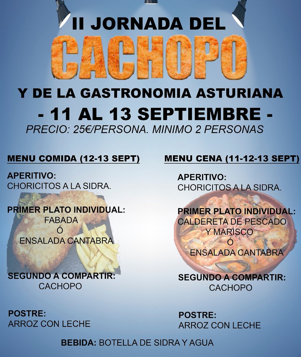 Ya puedes reservar tu mesa parala II jornada del cachopo. Aforo limitado