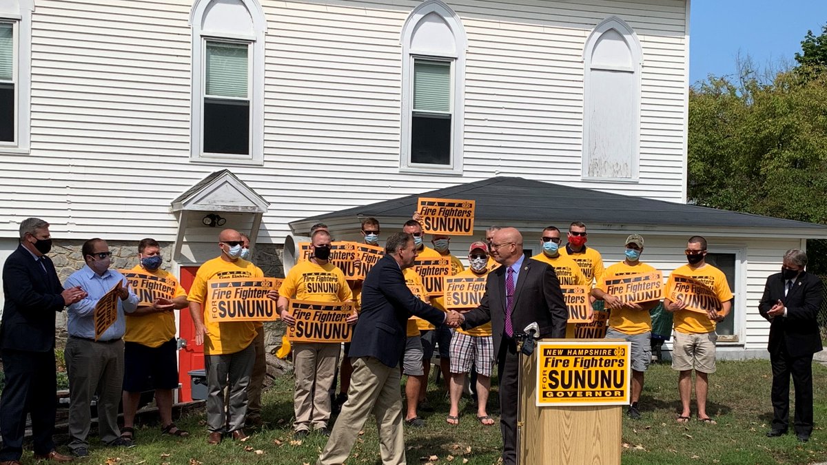 PFFNH's tweet image. Today the PFFNH endorsed Governor Sununu for re-election given his strong support of firefighters and paramedics across the state.