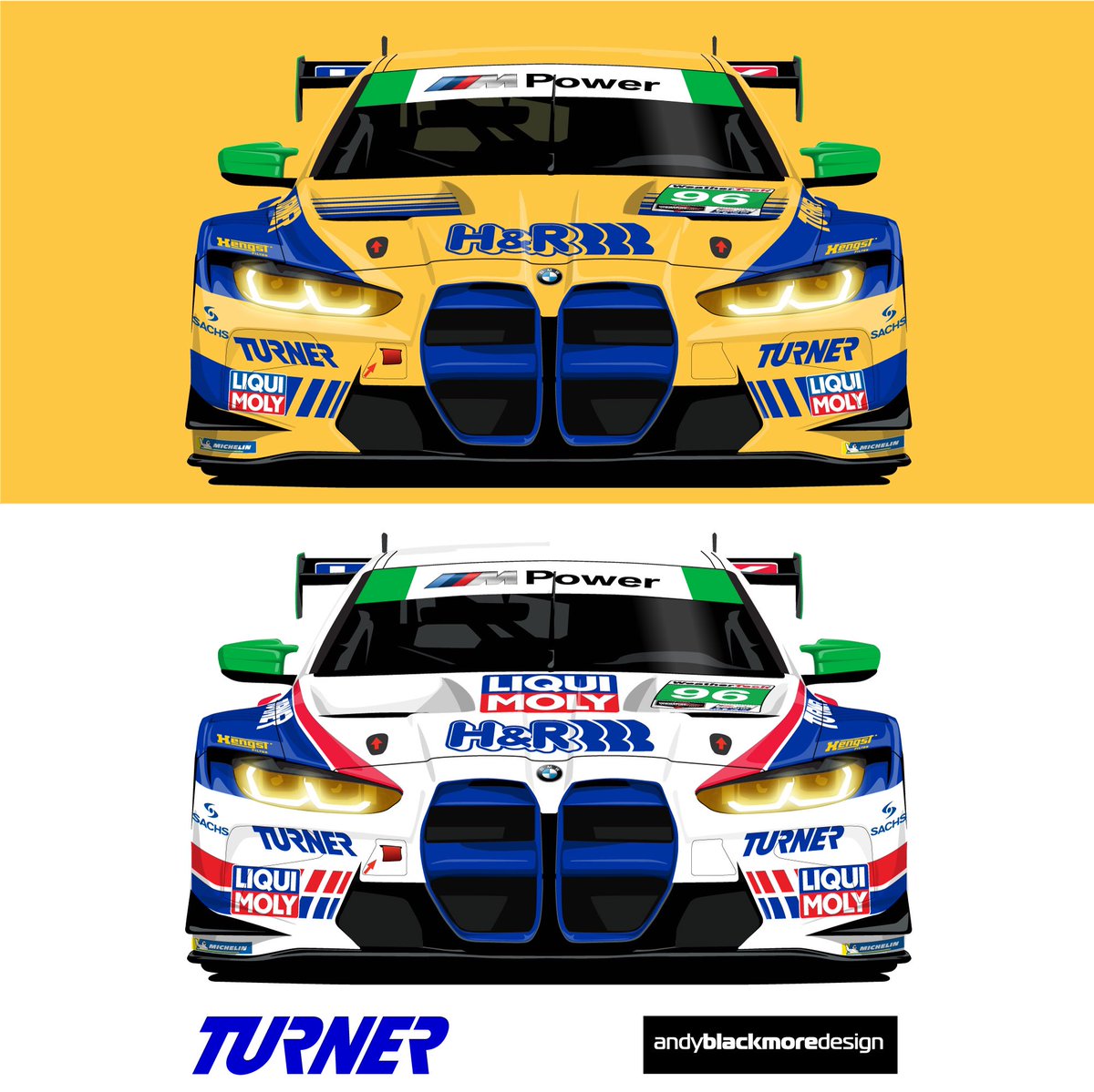 Turnermotrsport's tweet photo. We wanted to add some additional color to John Doonan’s State of the Sport address. Have a look into the future.
Our new @BMWMotorsport M4 GT3 car in familiar liveries penned by our guy, @andyblackmore.
Ready. Set. GO.
#BMWCustomerRacing https://t.co/OMqf7ZwK7V