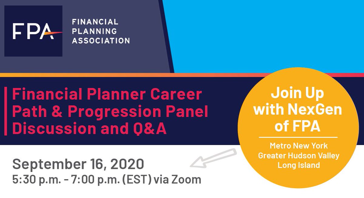 FPA_MetroNY's tweet photo. NexGen-ers! Join us Wed, Sept 16 for a special panel event on career path &amp; progression with guests @HannahMooreCFP, @matthewcosgriff, and Jesse Lineberry of New Planner Recruiting. Cohosted with GHV &amp; Long Island chapters. Details and registration here: https://t.co/4MrKiSYVRX https://t.co/liu1LsF2Rv