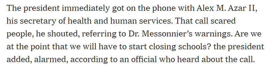 Recall how strongly the President reacted when a career CDC official diverged from the party line on this in late February: