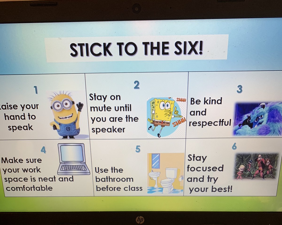 C__Ponto's tweet photo. Loved using this book to discuss Zoom etiquette and remote learning expectations with my classes! Inspired by the book, we created a list of rules called "Stick to the Six". #pwaypride #alittleSpot https://t.co/4PHM5PI9k0