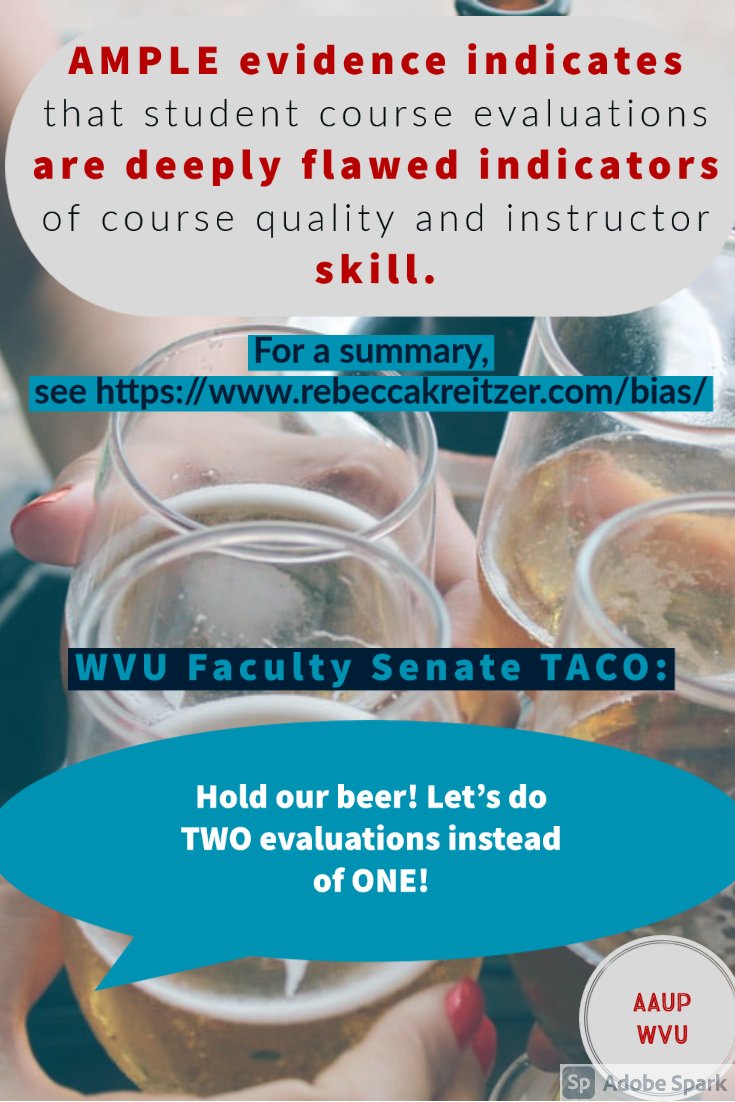 AaupWvu's tweet photo. WVU's Teaching and Assessment Committee has recently announced a new early semester teaching evaluation instrument... in the midst of a pandemic. What can go wrong when these are notoriously biased against those already most impacted by the pandemic? https://t.co/mGuLAwAIkl