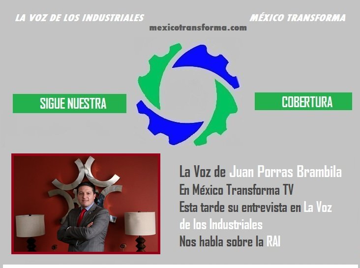 Para <a href="/MEX_TRANSFORMA/">México Transforma</a> TV esta tarde la entrevista con Juan Porras Brambila tesorero y director de <a href="/CONCAMIN/">CONCAMIN</a> nos hablará sobre la RAI 2020. 

<a href="/porras_juan/">Juan Porras Brambila</a> <a href="/fcervantes5/">Francisco Cervantes Díaz</a>