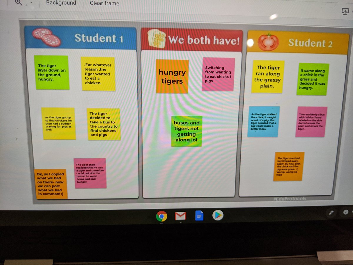 Thanks @scottandselena for tipping me off to @eduprotocols ! Today we did a Jamboard cyber sandwich and had a great time! #virtuallearning #collab My #4thgraders caught right on and said, 'oh a cute Venn diagram' 😂😂😂