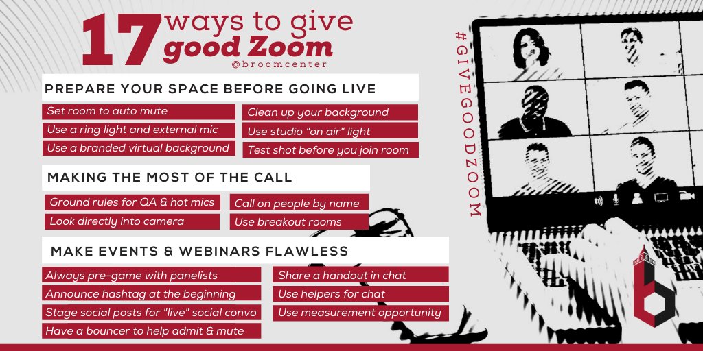 BroomCenter's tweet image. Breaking down 17 tips with @PRSAsandiego on ways to #GiveGoodZoom .... what would you add?