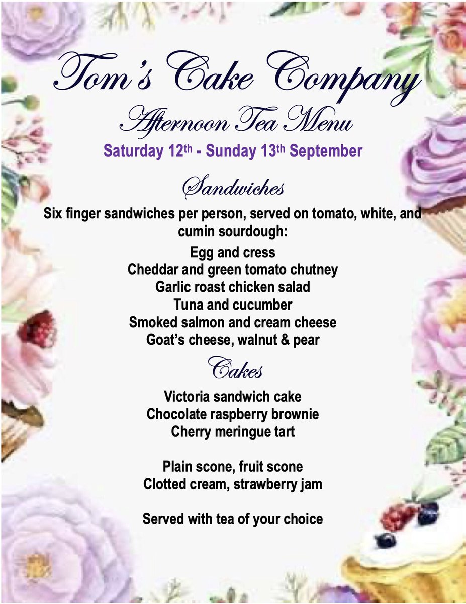 tomscakeco's tweet photo. Here’s our menu for this weekend. We’re still taking orders for Saturday and more availability on Sunday. https://t.co/YQozkLkuSy https://t.co/rQZh705XHT