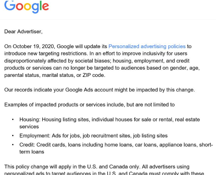 dealerrefresh's tweet photo. Googles Update to Personalized advertising policies - new targeting restrictions for dealerships - https://t.co/spmBLqxrBS #automotivemarketing #carbusiness #google #paidsearch #searchcampaigns https://t.co/AjSuEjEC3J