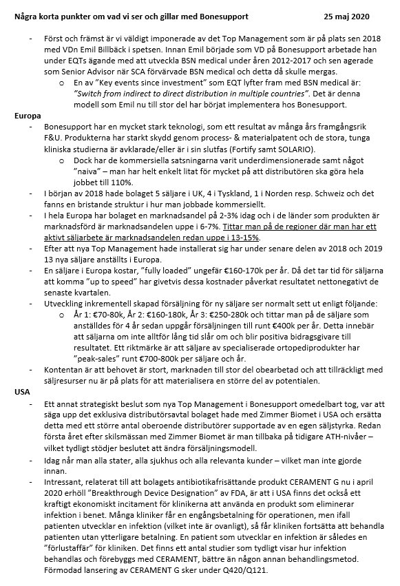 ramlars77's tweet photo. Bonesupport: Det kommer mycket frågor om bolaget och hur vi ser på ”caset” - kul! Skrev i maj tidigare i år ihop ett försök till en enkel summering av vår syn, med de större penseldragen 👇🏻 https://t.co/xkkcThVNaZ