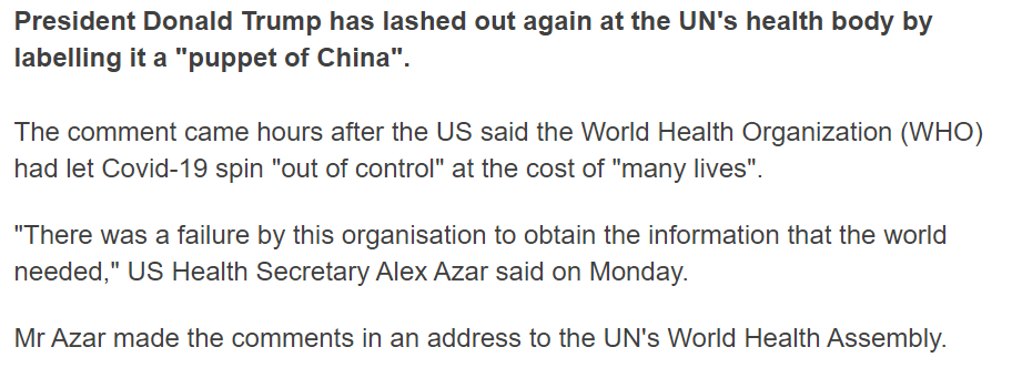 The tapes also reveal (yet again) the amazing hypocrisy of Trump's crusade against WHO. He and his administration were accusing WHO of downplaying and withholding information on the virus, and thus failing to warn the world.