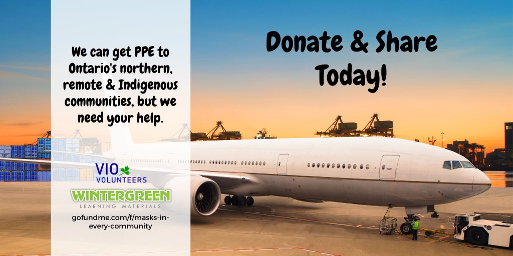 VolunteersInON's tweet photo. We've got the contacts to get PPE at a great price, and the partners to deliver it to Ontario's remote Indigenous communities. Now we just need the funds to make it happen. Donate & share today. https://t.co/svSunhzp2F #MasksinEveryCommunity #MasksforKids #WearaMask https://t.co/aSnYTLcgpV