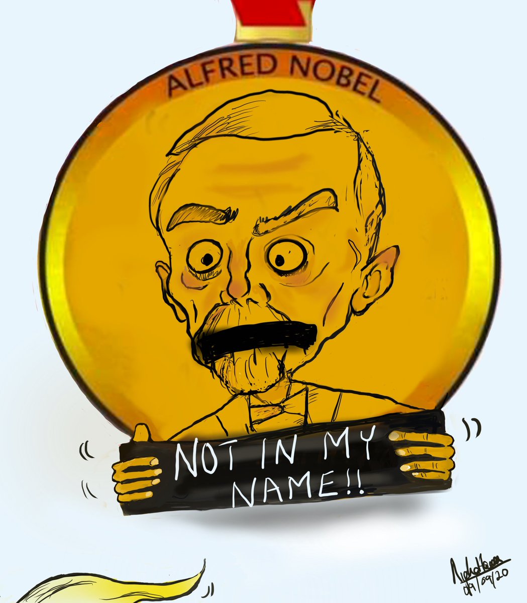 AyshaHaseen's tweet photo. It can't be true!!..#Trump nominated for #NobelPeacePrize !!#Trumpcartoons #NobelPrize @toonsmag @cartoonmovement @nytimes @cartoonistgroup https://t.co/jAnC5w3j8Y