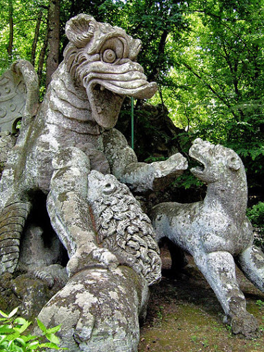 hearthspell's tweet photo. The Gardens of Bomarzo, also know as the Park of Monsters,   was built in Italy in the 16th century. Originally commissioned by Pier Francesco Orsini as a way cope with his grief at the death of his wife. The park was left neglected and overgrown for centuries. https://t.co/GtQyfvAIJ3