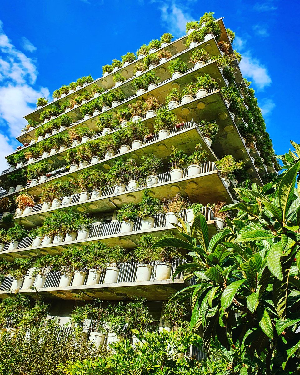 La "Tower-Flower" est un immeuble HLM parisien conçu par l'architecte Édouard François et habité depuis 2004. L'immeuble comprend 30 appartements sur 10 étages. Il est entouré de balcons garnis d'arbres en pots sur tous les côtés jusqu’au dernier étage #architecture  #ecoquartier