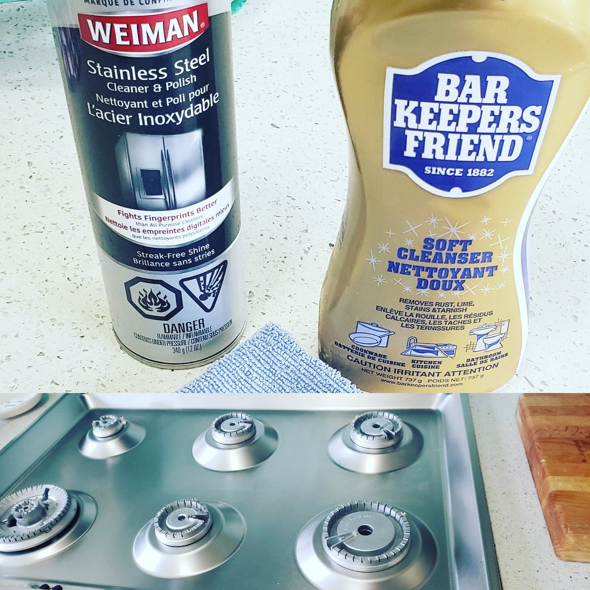 AnnaMarroquin5's tweet photo. How I keep my stainless steel gas stove looking flawless is by cleaning it at the end of each day with these amazing products #eurotouchclean @barkeeperfriend #weiman https://t.co/Rni60vaoYj
