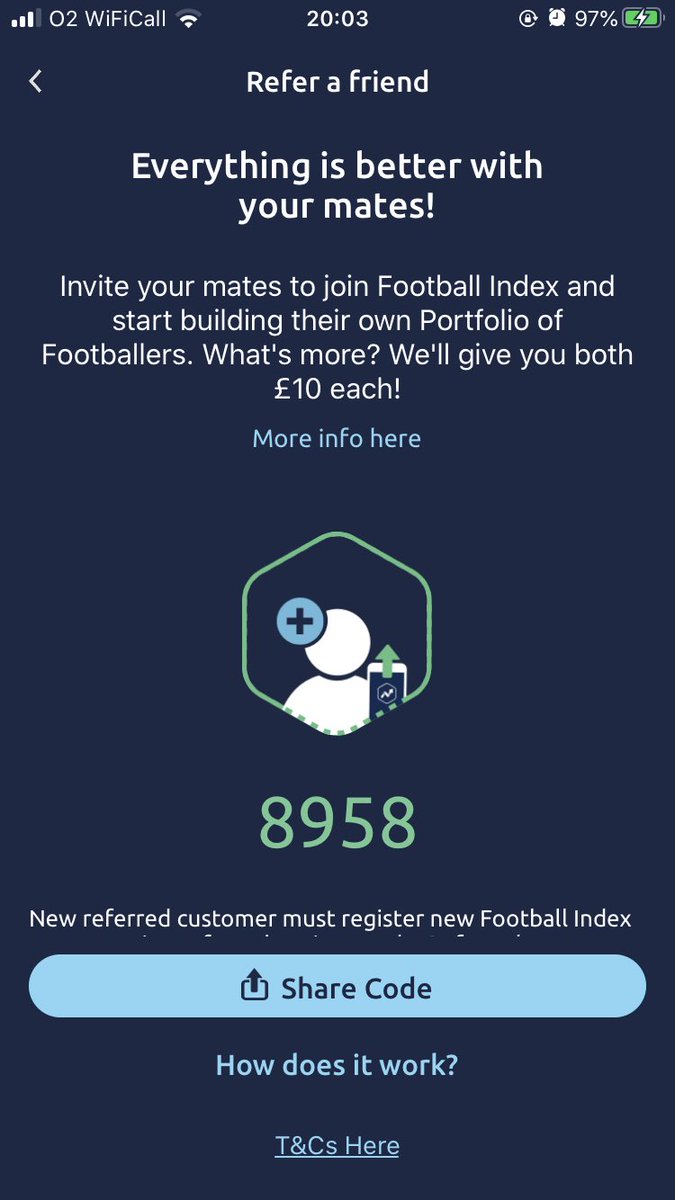 Adamwetherall5's tweet photo. Free money for both of us when signing up to #footballindex using code 8958. #FI #trader #trade #football #soccer #thegamechanged https://t.co/wcuJRk9Yf3