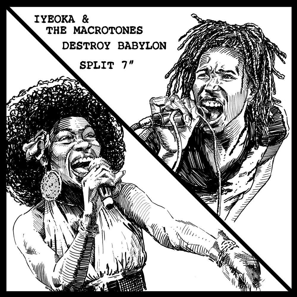 Our split 7" w/ <a href="/iyeoka/">iyeoka</a> &amp; <a href="/TheMacrotones/">The Macrotones</a> has new picture sleeve art by <a href="/ChrisSharyArt/">Chris Shary</a> ⚡ Proceeds will go to @SistersUnchaind, an organization helping young women affected by parental incarceration: musicadd.com/revel #musicADDrecords #iyeoka #destroybabylon #themacrotones