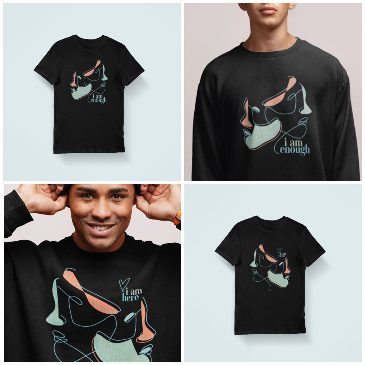sansyous's tweet photo. ‼️NEW COLLECTION‼️

To help bring awareness to suicide prevention, Sandy wanted to give you a design that reminds the person wearing it and those reading it that YOU ARE ENOUGH. 

#Earpers - a nod to y’all with the I AM HERE design (heart written by Dom!)😊 https://t.co/mjcn4kB1hm