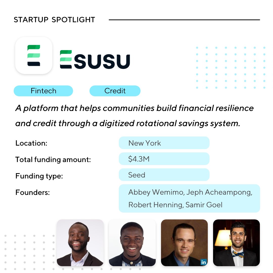 coefficientlabs's tweet photo. The 3 most innovative #fintech #startups you need to know about this week! 

🌟 @teamjiko
🌟 @finix  
🌟 @getesusu

Check out the posts to learn more about them! If there are any companies you think we should feature, tag them in the comments! https://t.co/a3k7xFkBhT
