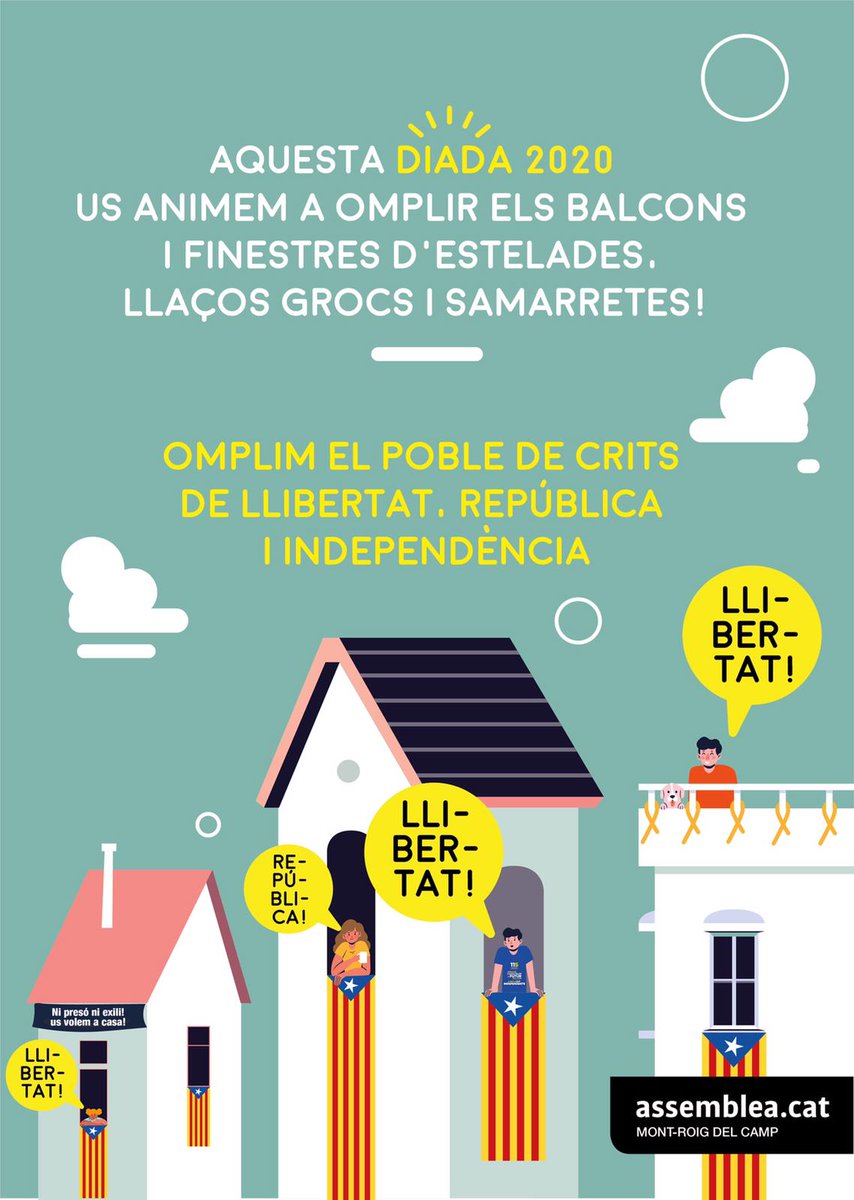 ANC_Mont_roig's tweet photo. Aquesta DIADA també hi som, hi hem estat i hi serem sempre!! 
La situació ens ho fa reivindicar diferent... però MONT-ROIG HI SERÀ!!! https://t.co/L4t3uSLlua