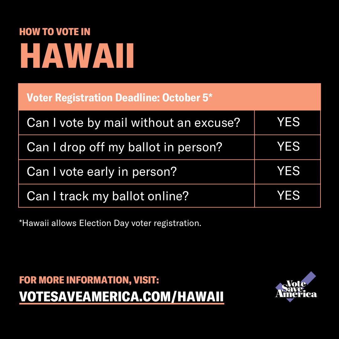 Hawaii  http://votesaveamerica.com/hawaii 