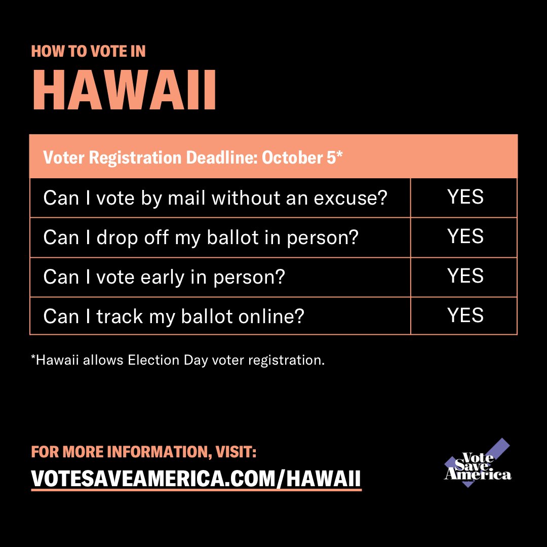 Hawaii  http://votesaveamerica.com/hawaii&nbsp;