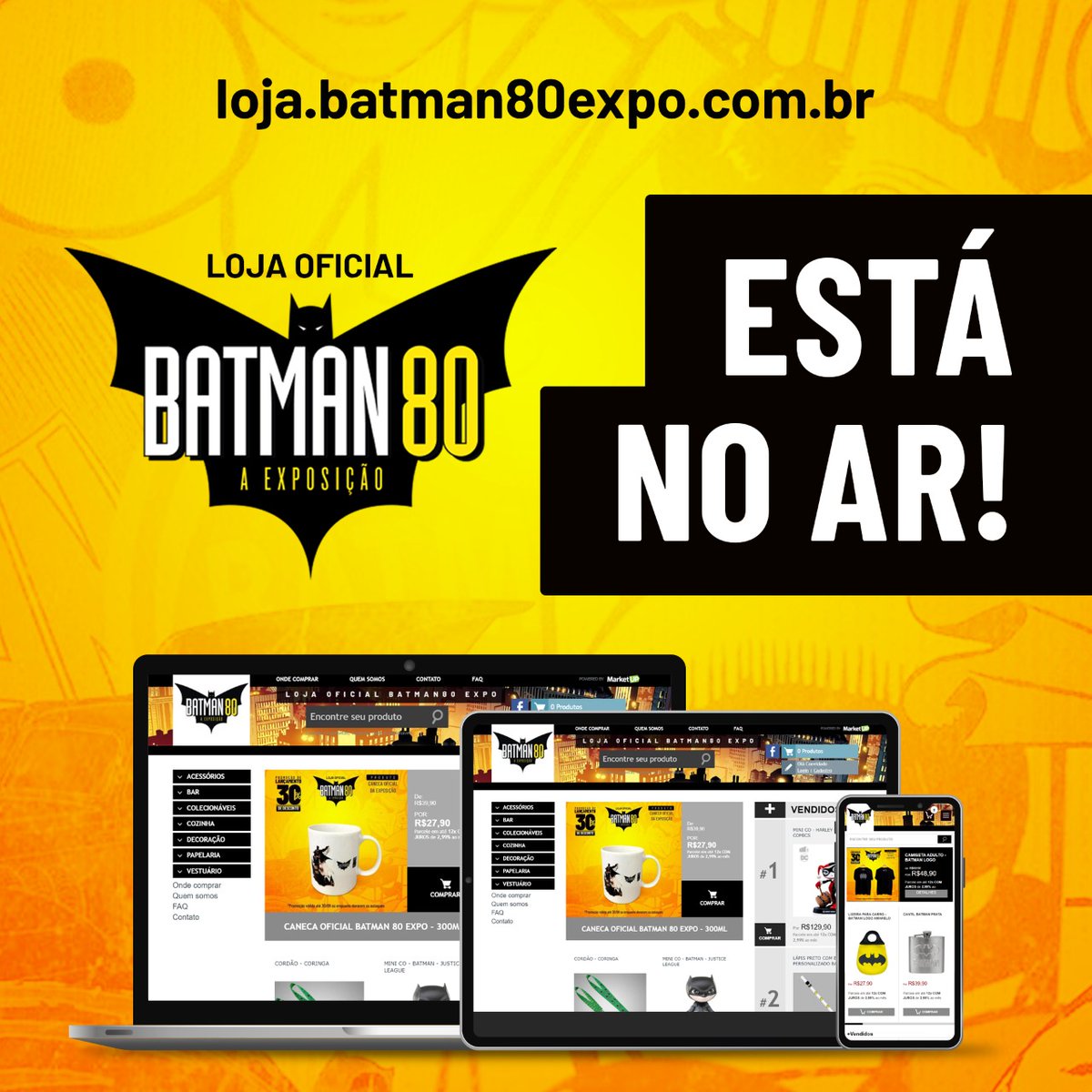 spoladoreventos's tweet photo. ESTÁ NO AR! Dá um pulinho na loja e confira nossos lançamentos promocionais com 30% de desconto. #Batman
#BatmanDay
ACESSE AQUI:  https://t.co/Jegpj8JFeB https://t.co/uMRkY6RvtW