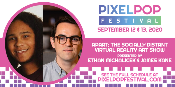 What does it mean to run an art show during a pandemic? Join <a href="/CHROME_noise/">CHROMENOISE</a> &amp; <a href="/jamesckane/">jamesckane</a> for "Apart: The Socially Distant VR Art Show" on Saturday at 3:30pm CDT.

See the full #PixelPop2020 schedule: bit.ly/2GltlDZ

Join our Discord: discord.gg/pxp