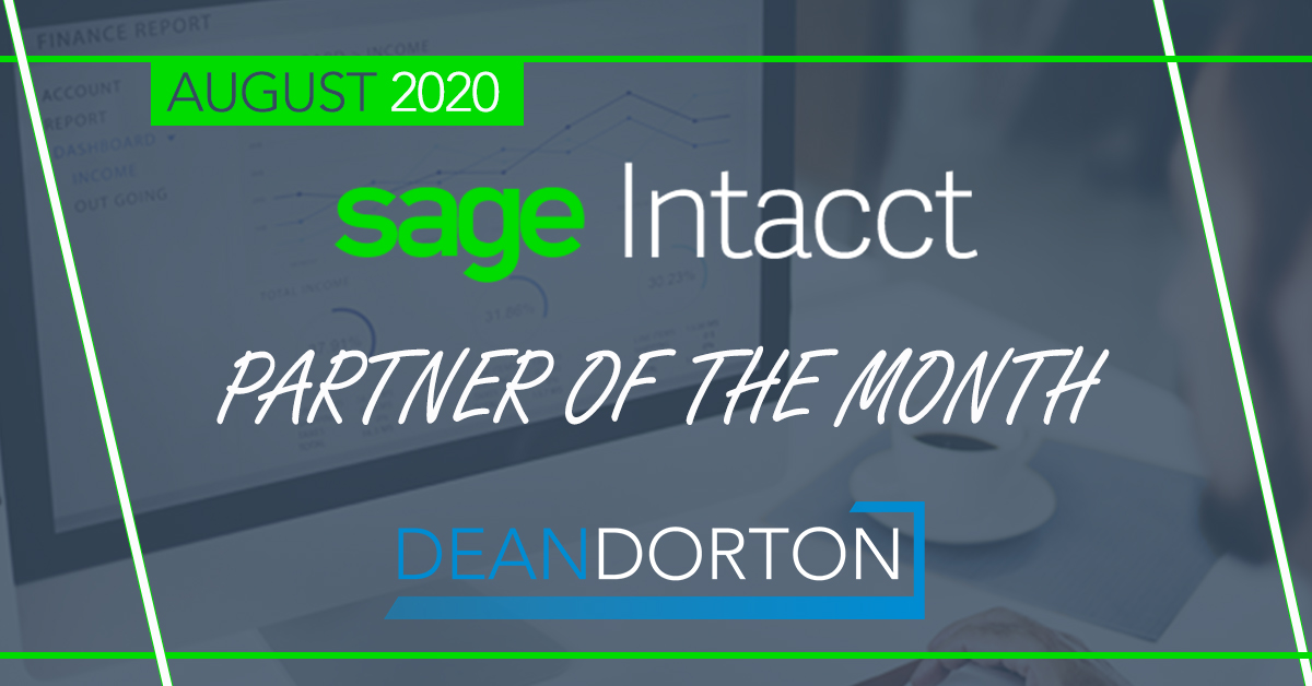 pmasseycpa's tweet photo. Proud to be named a @SageIntacct Partner of the Month for August 2020!  Great work by the @DeanDorton team! https://t.co/q0JCcv8HB3