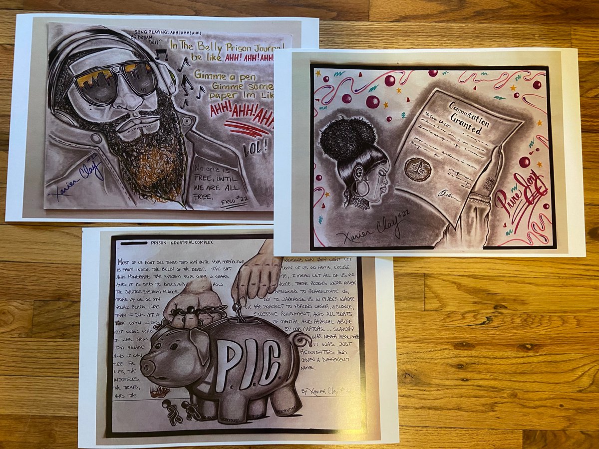 the art we’ll have for sale at this event!! made by Sharky Garcia &amp; Exso two imprisoned artists. 100% of the profits from what we sell will go back directly to them