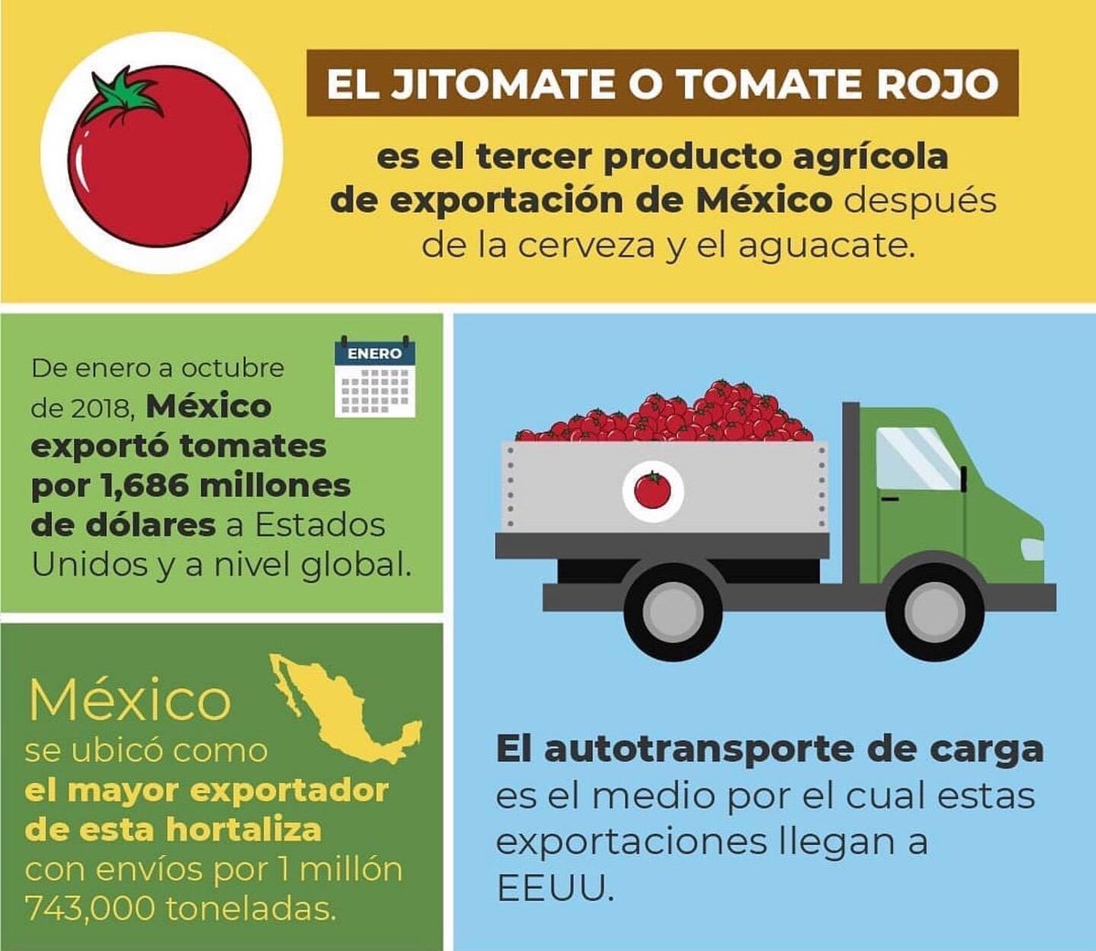 Lilian_Anaya's tweet photo. #DatoDelDía El #jitomate que está en sus platillos o en su refrigerador, llegó gracias al autotransporte de carga 👏👏👏🚚🚛🍅 Vía @Anpact https://t.co/44QJLZ4iEs