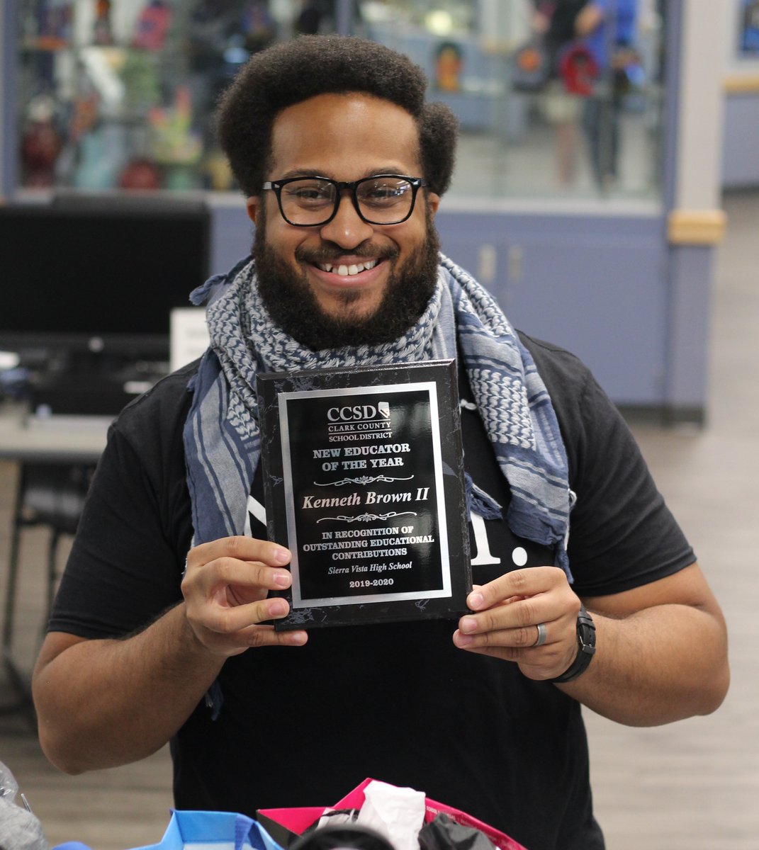 Incredibly proud of the CCSD New Teacher of the Year, Mr. Kenneth Brown. Kenneth is one of the shining stars at Vista, and the future of our District. He is dedicated, passionate about his work, and loved by all. Congrats Kenny!! @ccsd <a href="/LeoTheLionSVHS/">Leo the Lion</a>