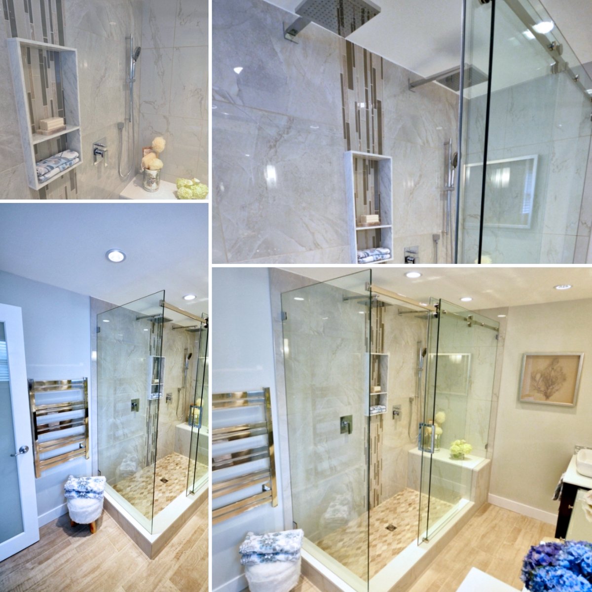 Dream #bathroom must-have: 2) create a custom walk-in shower complete w/ all of the bells &amp; whistles. Consider shower options like rain showerheads &amp; handheld wands, quartz-topped shower seat &amp; built-in product niches.

Read more at bit.ly/337xh2I

#renovatemeplz #design