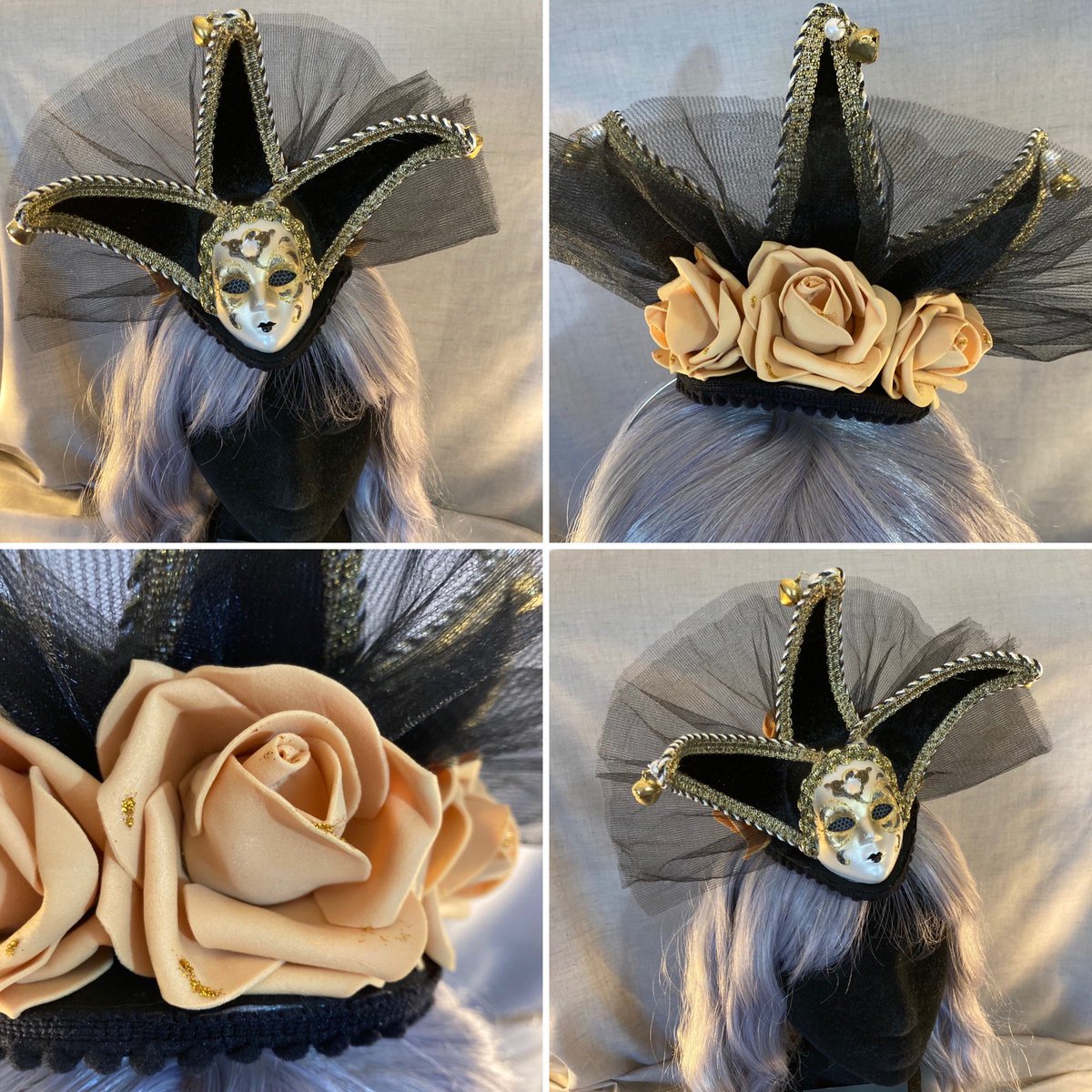 BeheadedHats's tweet photo. Just completed this fascinator today #madetoday #PowerHour #HandmadeHour #girlboss #newbusiness #fascinator #venetianmask https://t.co/B1V0wyd6ea