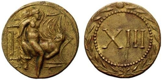 You see, Augustus, who was surprisingly prudish for an Emperor, had come up with an ingenious way to try and ban sex work: he'd made it illegal (indeed, treason and blasphemy) to pay for sex with a coin bearing the Emperor's likeness... which was all coins.