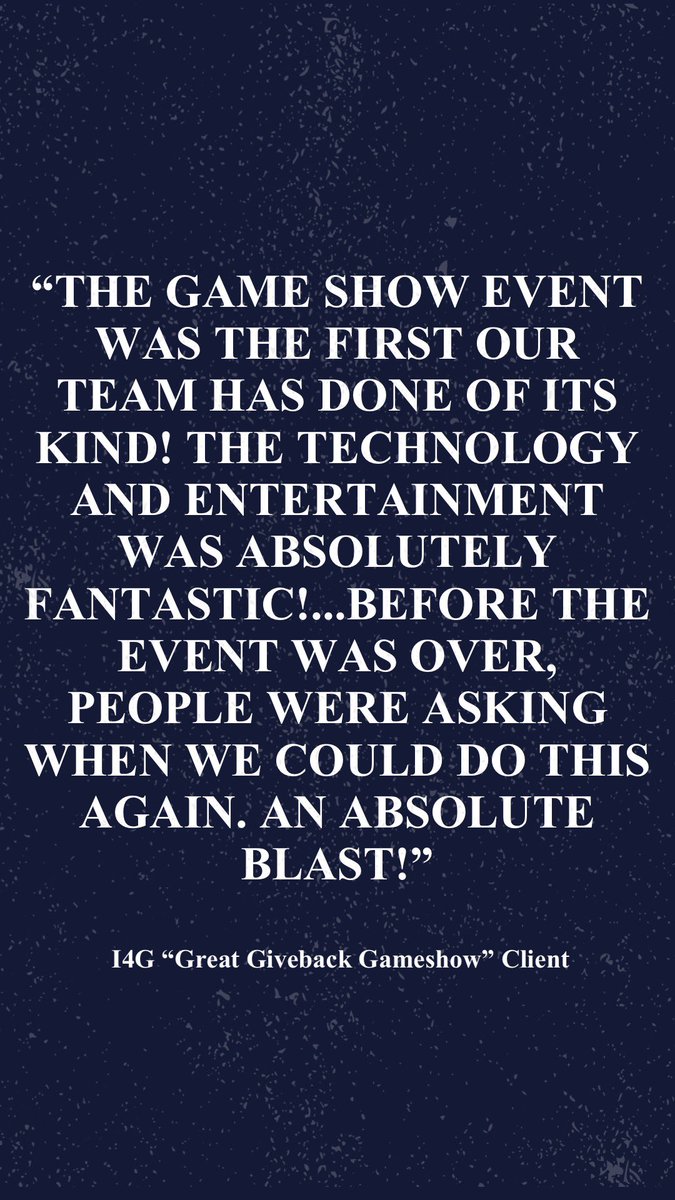 Impact4Good's tweet photo. We’re ready for our encore! But in the meantime, reach out to learn how you can take part in our “GREAT #GIVEBACK GAMESHOW”
•
•
•
#CSR #teambuilding #virtual #event #giving #entertainment #corporatesocialresponsibility https://t.co/URmwzNXpJl