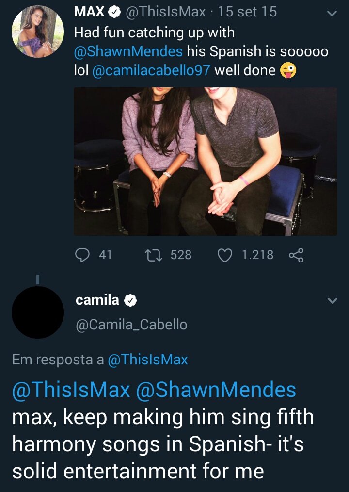 16 de setembro, a Camila falando que o Shawn estava melhorando o espanhol e que a Max (entrevistadora) deveria continuar fazer ele cantar músicas do 5H em espanhol, porque isso era entreterimento pra ela