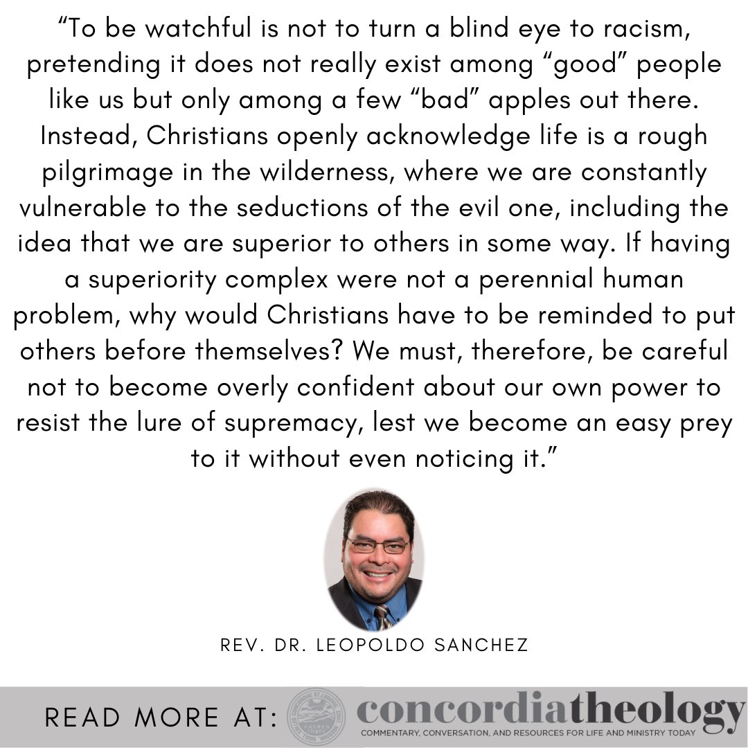 L4RacialJustice's tweet photo. We give thanks to God for the work of the Rev. Dr. @salsasanchez, especially as he reminds us that pursuing racial equality, racial justice, reconciliation, and healing is a faithful. #DearChurchItsTime #LRJ
——
Read his article in Concordia Theology:
https://t.co/ZczuLsS1zm https://t.co/llJ43KAnpq