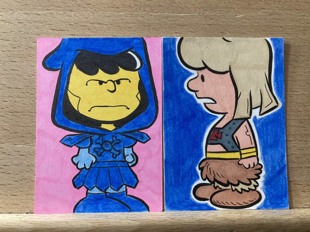 JamieCosley's tweet photo. #HeNuts #Peanuts #CharlieBrown #Snoopy #Lucy Curse you Charlie Man! Sketch cards 2 for $20 call dibs below #motu #HeMan #Skeletor #sketchcards https://t.co/sScAghyMFl
