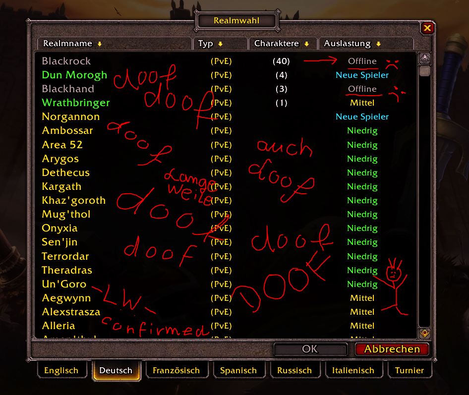 Kondor_Fate's tweet photo. Da will man mal einmal im Jahr (ich schwör) WoW spielen und dann sind auch noch ausgerechnet die Server mit meinen Main-Chars offline. doof doof doof doof doof doof doof doof doof
#wow #blizzard #worldofwarcraft #de #blackrock #offline #server #problem #doof #doofschreibtmanklein https://t.co/LusSh4hcX1