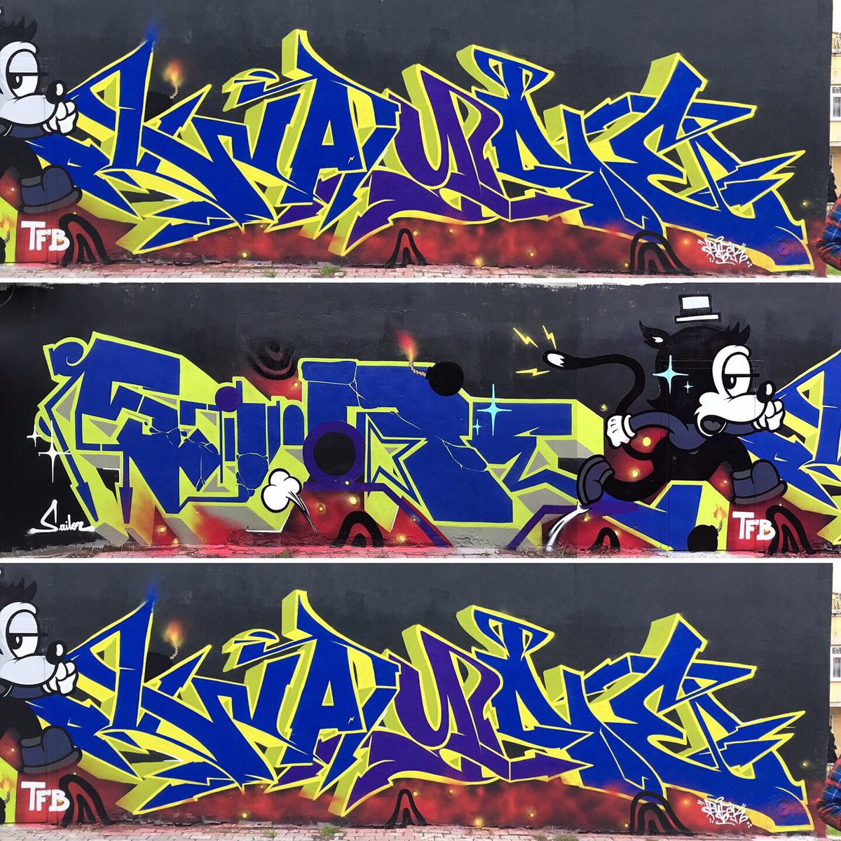 With my bro sailor. 

Duvar güzel olunca iş güzel oluyor. Duvar arıyorum böyle güzel geniş. Çevresinde olan  haberdar  ederse sevinirim