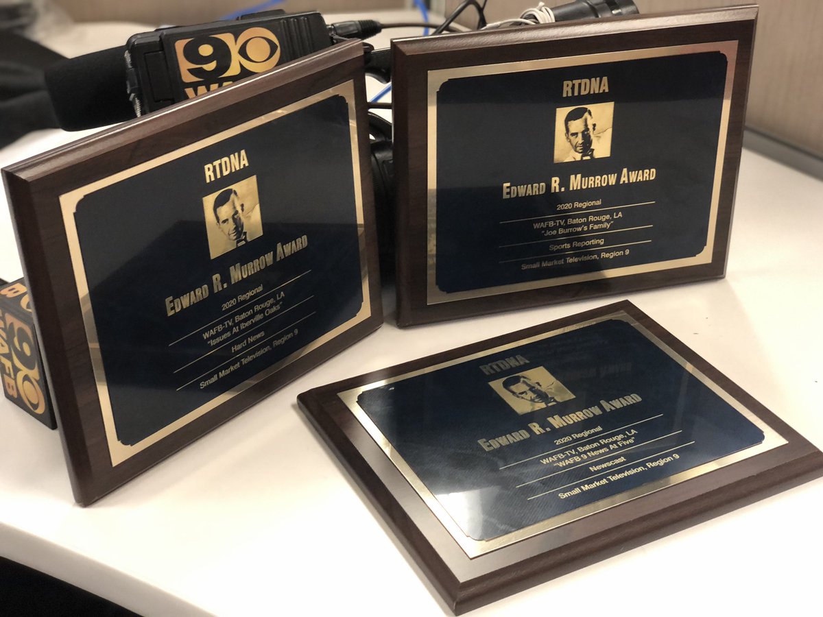senatorhollins's tweet photo. They have arrived. We are humbled with our Regional Edward R. #Murrow Awards for quality journalism this past year. And we’re very proud of Matt Houston for winning his first as well. #MurrowMoment #JournalismMatters https://t.co/Y2szX6kuvQ