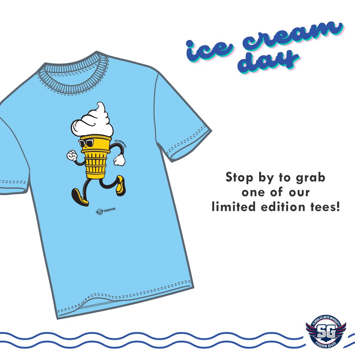 Beat the heat next week with Ice Cream Day from PB! Stop by the Student Union at noon on Tues. Sept. 15 for FREE ice cream and a limited edition #IceCreamDay tee. Supplies will be limited to make sure to get there early. #FAU