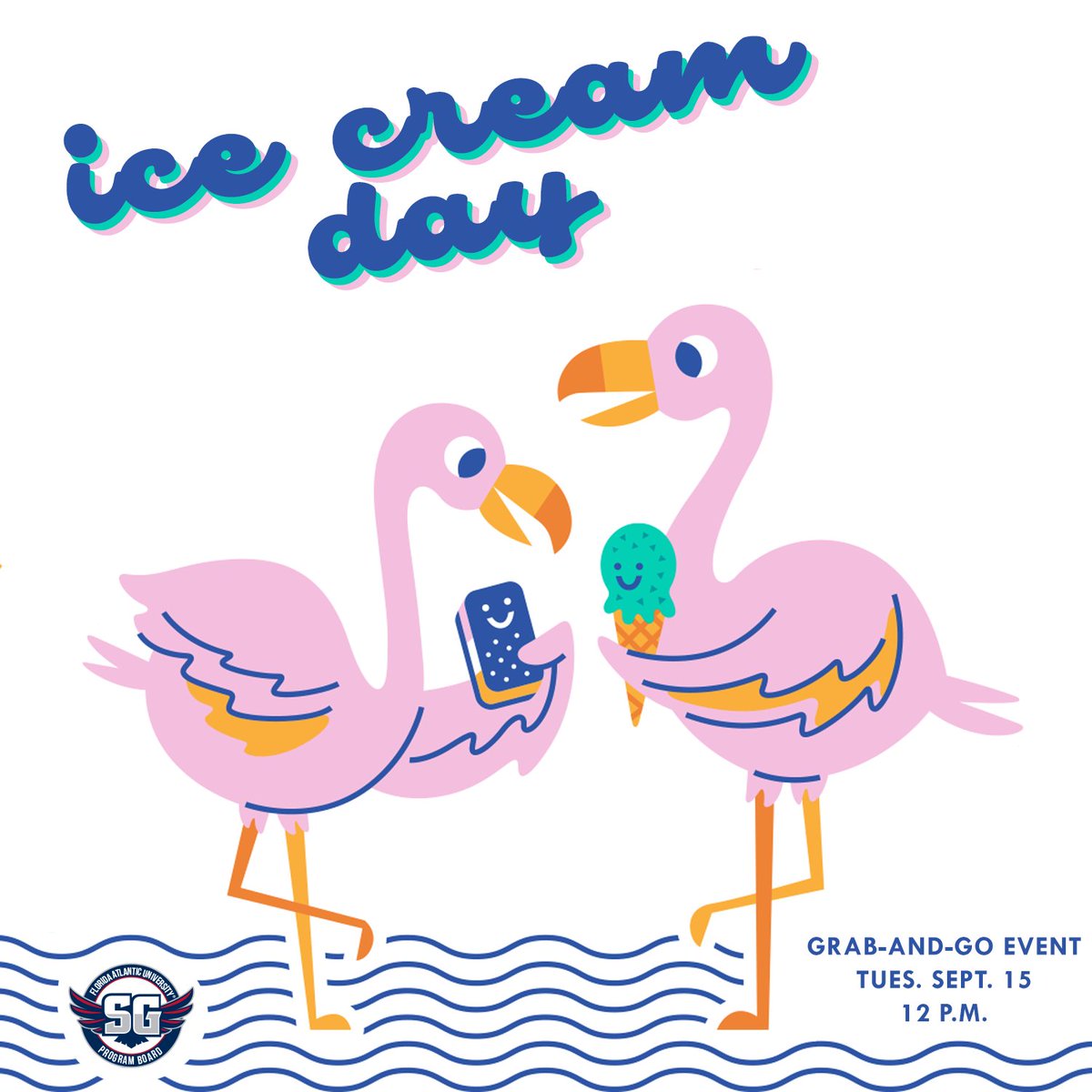 PBFAU's tweet photo. Beat the heat next week with Ice Cream Day from PB! Stop by the Student Union at noon on Tues. Sept. 15 for FREE ice cream and a limited edition #IceCreamDay tee. Supplies will be limited to make sure to get there early. #FAU https://t.co/Gu0utS5gWK