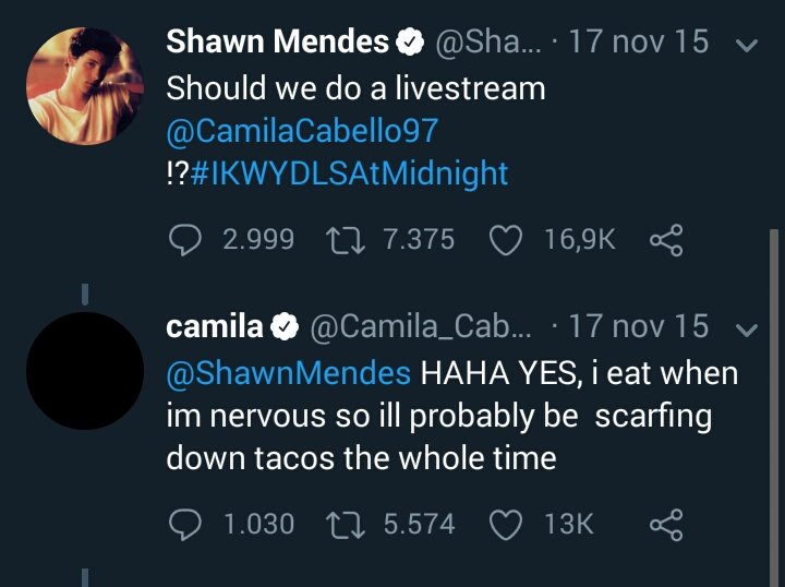S: Deveriamos fazer uma live, Camila?C: HAHA SIM, eu como quando estou nervosa, então eu provavelmente vou estar devorando tacos o tempo todo