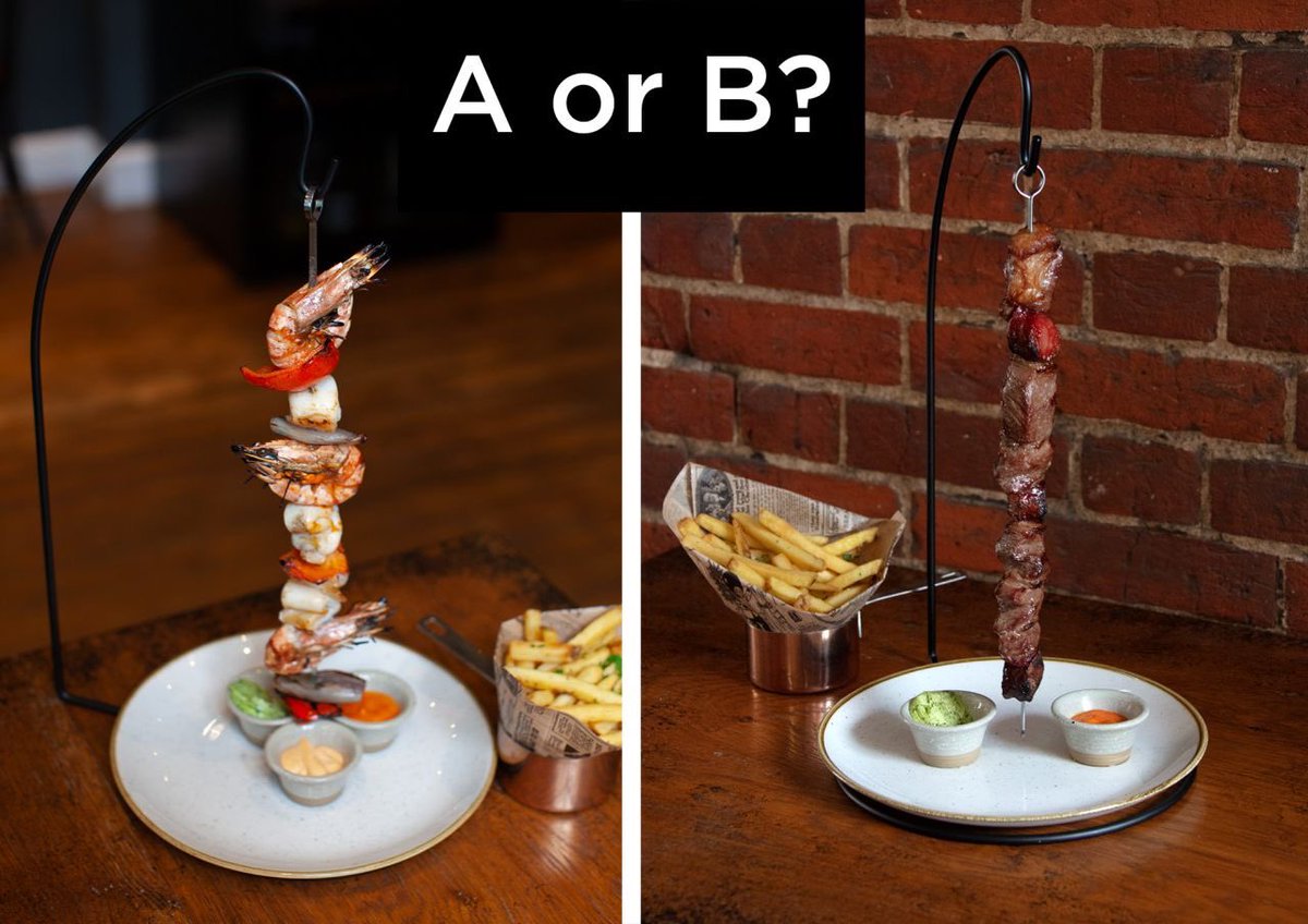 JorgeRestaurant's tweet photo. What would you choose A or B?
A. Squid & tiger Prawn Espetada
B. Steak & Chourizo Espetada
#epetada #steak #chourizo #squid #tigerprawn #prawn #seafood #kebab #restaurant #norwich #norfolk #dineout #foodie #dineout #lovefood #norwichfood #norwichbusiness #localbusinesss https://t.co/qvl3Ek2BYi
